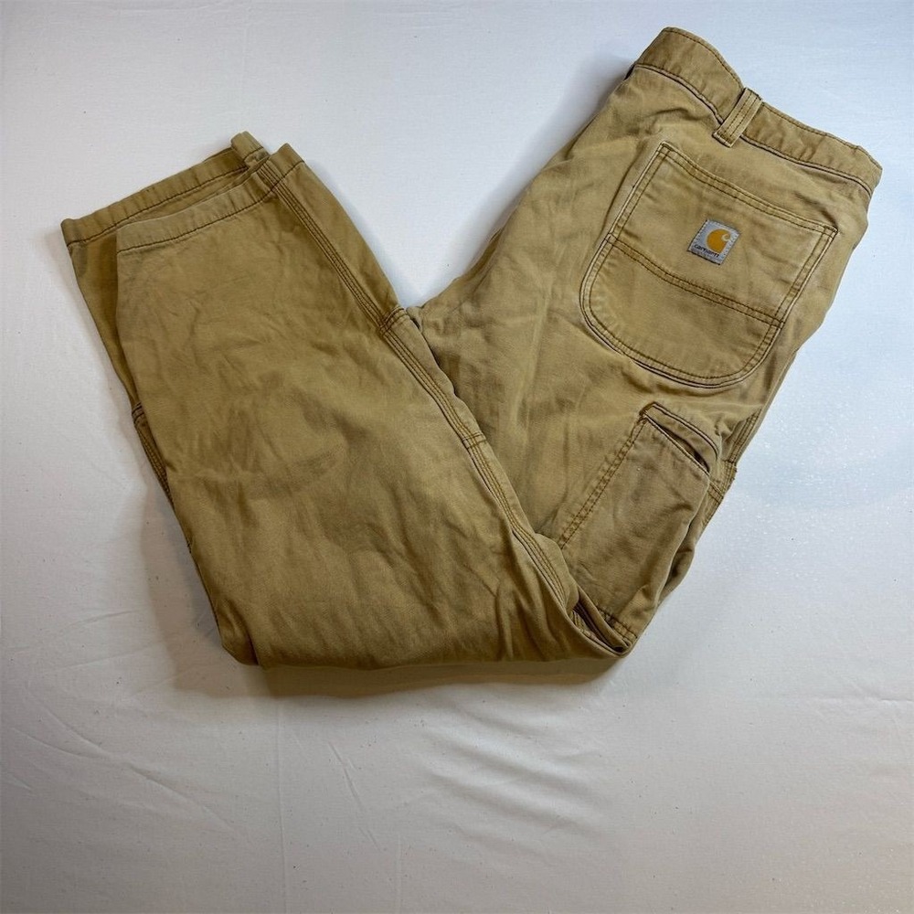 Carhartt Men's Cargo Work Pants Beige Size 42x32 Relaxed Fit Double Knee‎